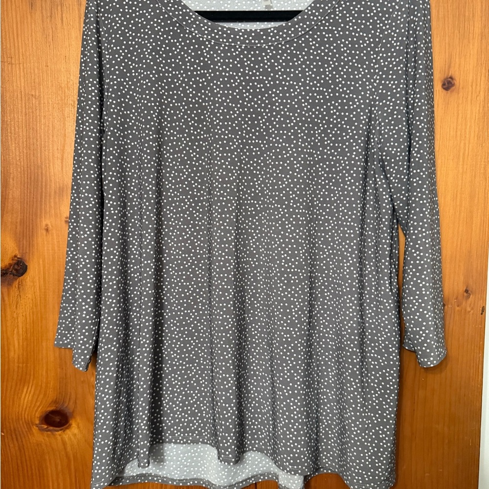 Anne Klein Gray 3/4 Sleeve Relaxed Blouse
